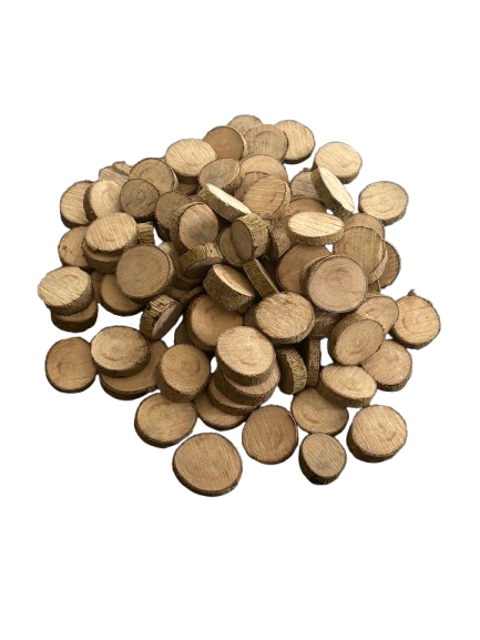 Lot de 50 petites rondelles de bois - Bois Naturel Ø entre 2/3 cm