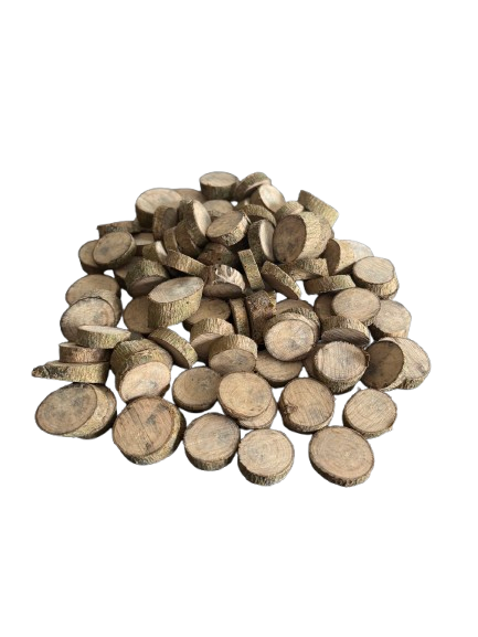 Lot de 50 petites rondelles de bois - Bois Naturel Ø entre 2/3 cm