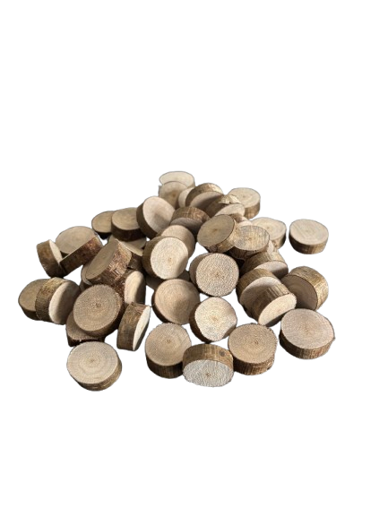 Lot de 50 petites rondelles de bois - Bois Naturel Ø entre 2/3 cm