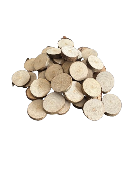 Lot de 40 petites rondelles de bois - Bois Naturel Ø  entre 3/4 cm
