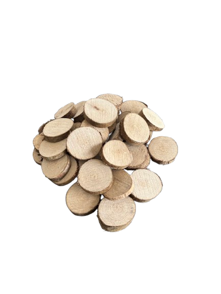 Lot de 40 petites rondelles de bois - Bois Naturel Ø  entre 3/4 cm