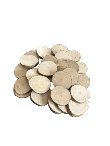 Lot de 30 rondelles de bois - Bois Naturel Ø à choisir entre 4/5 cm