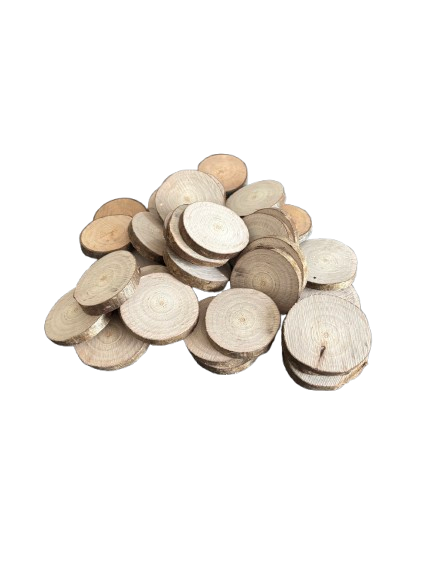 Lot de 30 rondelles de bois - Bois Naturel Ø à choisir entre 4/5 cm