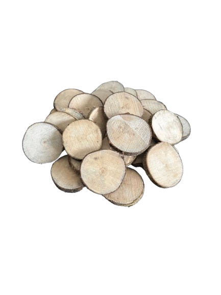 Lot de 25 rondelles de bois - Bois Naturel Ø à choisir entre 5/6 cm