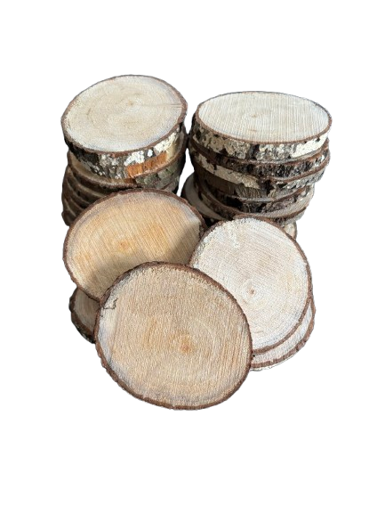 Lot de 25 rondelles de bois - Bois Naturel Ø à choisir entre 5/6 cm