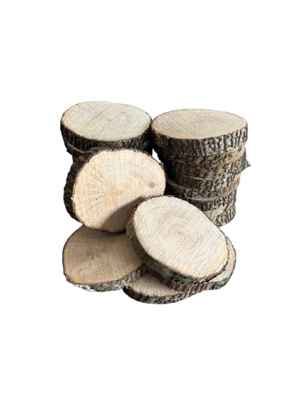 Lot de 25 rondelles de bois - Bois Naturel Ø à choisir entre 5/6 cm