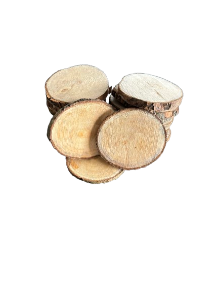 Lot de 20 rondelles de bois - Bois Naturel Ø  entre 6/7 cm