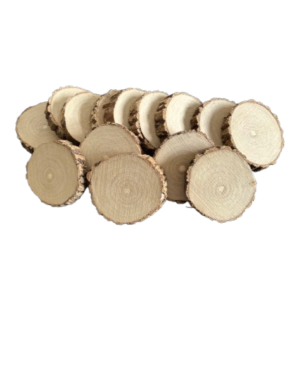 Lot de 20 rondelles de bois - Bois Naturel Ø  entre 6/7 cm