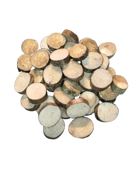 Lot de 40 petites rondelles de bois - Bois Naturel Ø  entre 3/4 cm