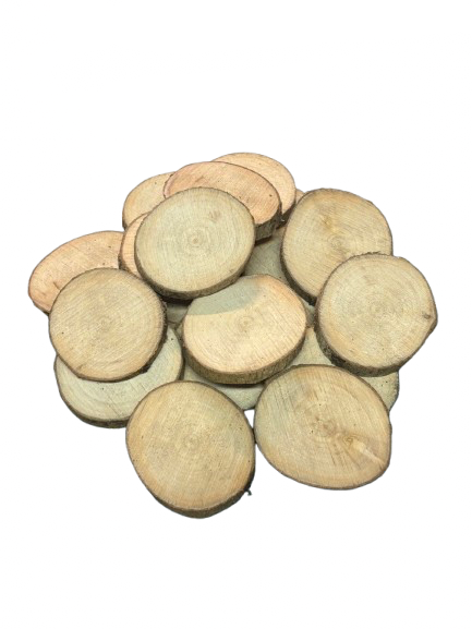 Lot de 20 rondelles de bois - Bois Naturel Ø  entre 6/7 cm