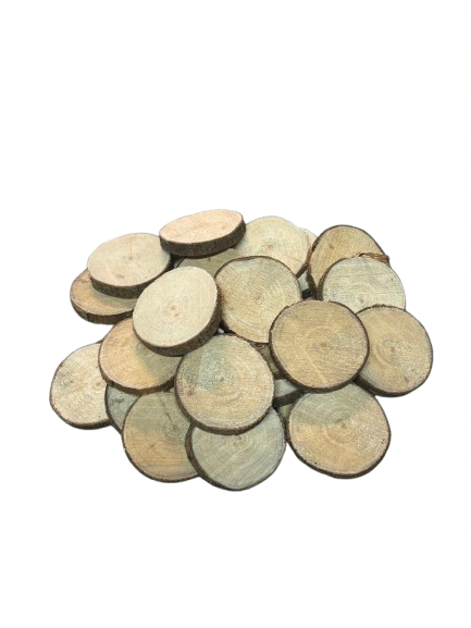 Lot de 25 rondelles de bois - Bois Naturel Ø à choisir entre 5/6 cm