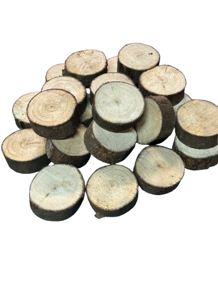 Lot de 20 rondelles de bois - Bois Naturel Ø  entre 6/7 cm
