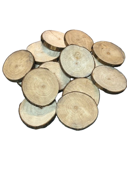 Lot de 15 rondelles de bois - Bois Naturel Ø à choisir entre 7/8 cm