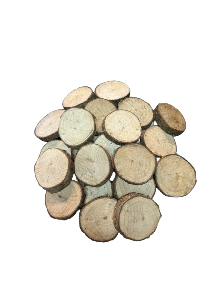 Lot de 25 rondelles de bois - Bois Naturel Ø à choisir entre 5/6 cm