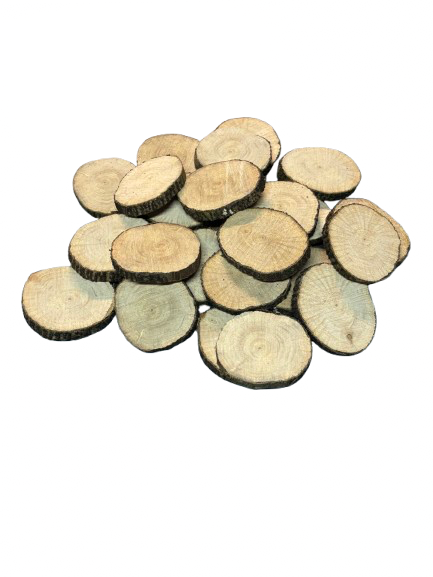 Lot de 25 rondelles de bois - Bois Naturel Ø à choisir entre 5/6 cm