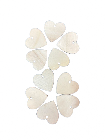 Lot de 10 petits coeurs percés à décorer en bois