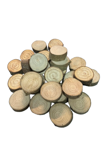 Lot de 25 rondelles de bois - Bois Naturel Ø à choisir entre 5/6 cm