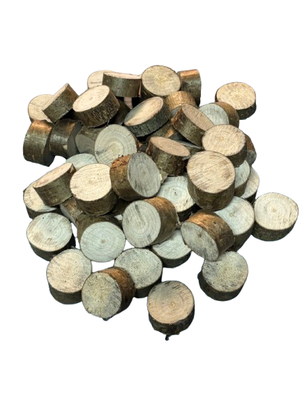 Lot de 50 petites rondelles de bois - Bois Naturel Ø entre 2/3 cm